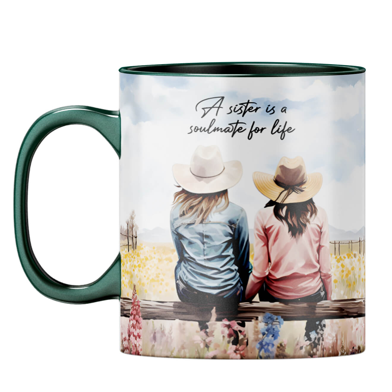 Sister is Soulmate for Life Coffee Mug Dark Green