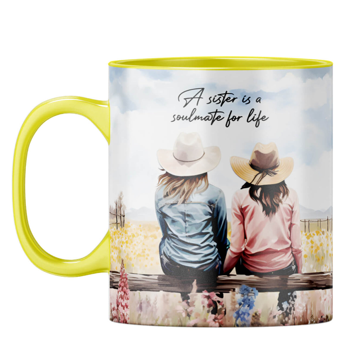 Sister is Soulmate for Life Coffee Mug Yellow