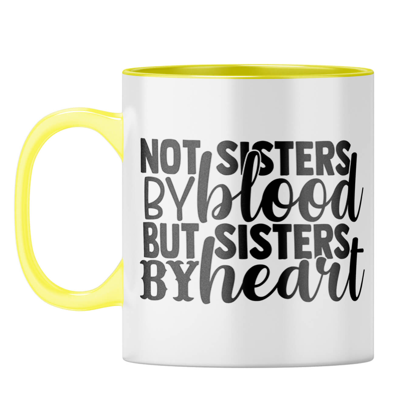 Sisters By Heart Coffee Mug Yellow