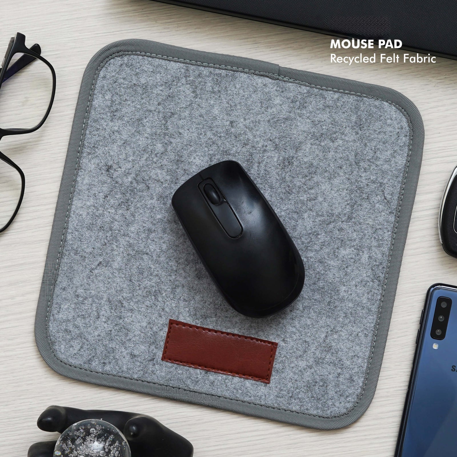 Sleek Grey Mousepad - Sustainable Workspace