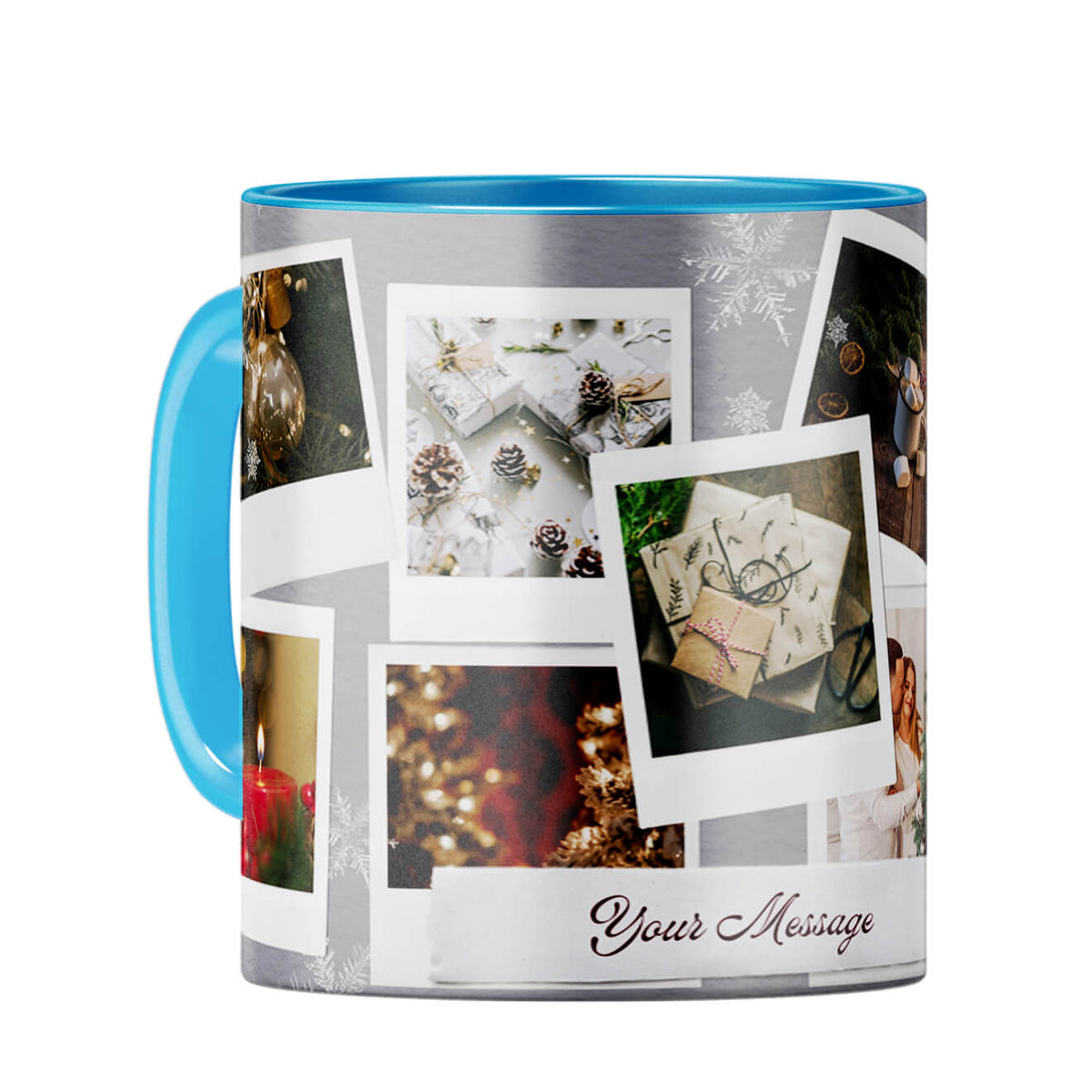 Special Message with Photos Coffee Mug Light Blue
