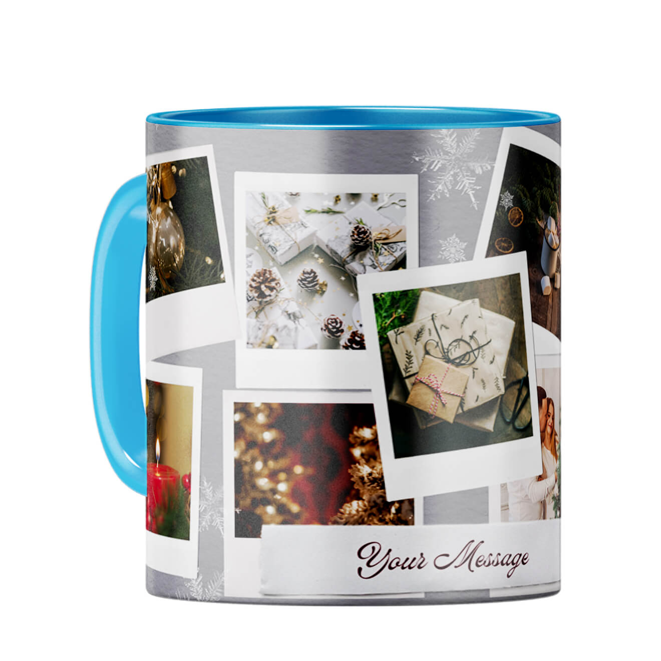Special Message with Photos Coffee Mug Light Blue