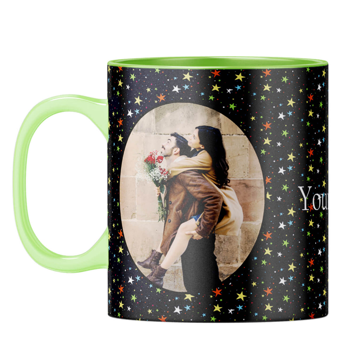 Stars and Photo Coffee Mug Light Green