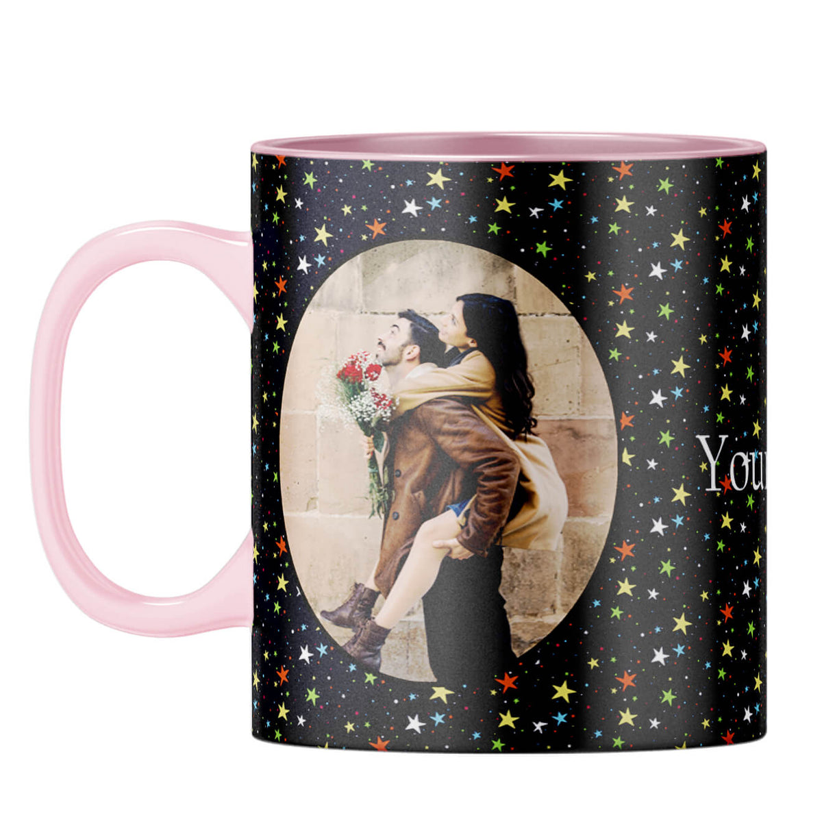 Stars and Photo Coffee Mug Pink