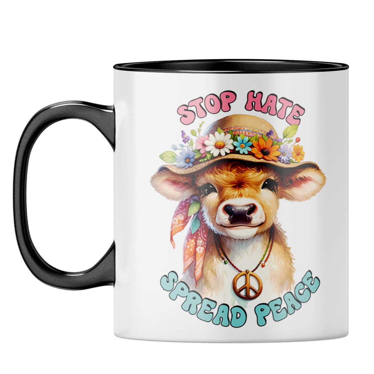 Stop Hate Spread Peace Coffee Mug Black