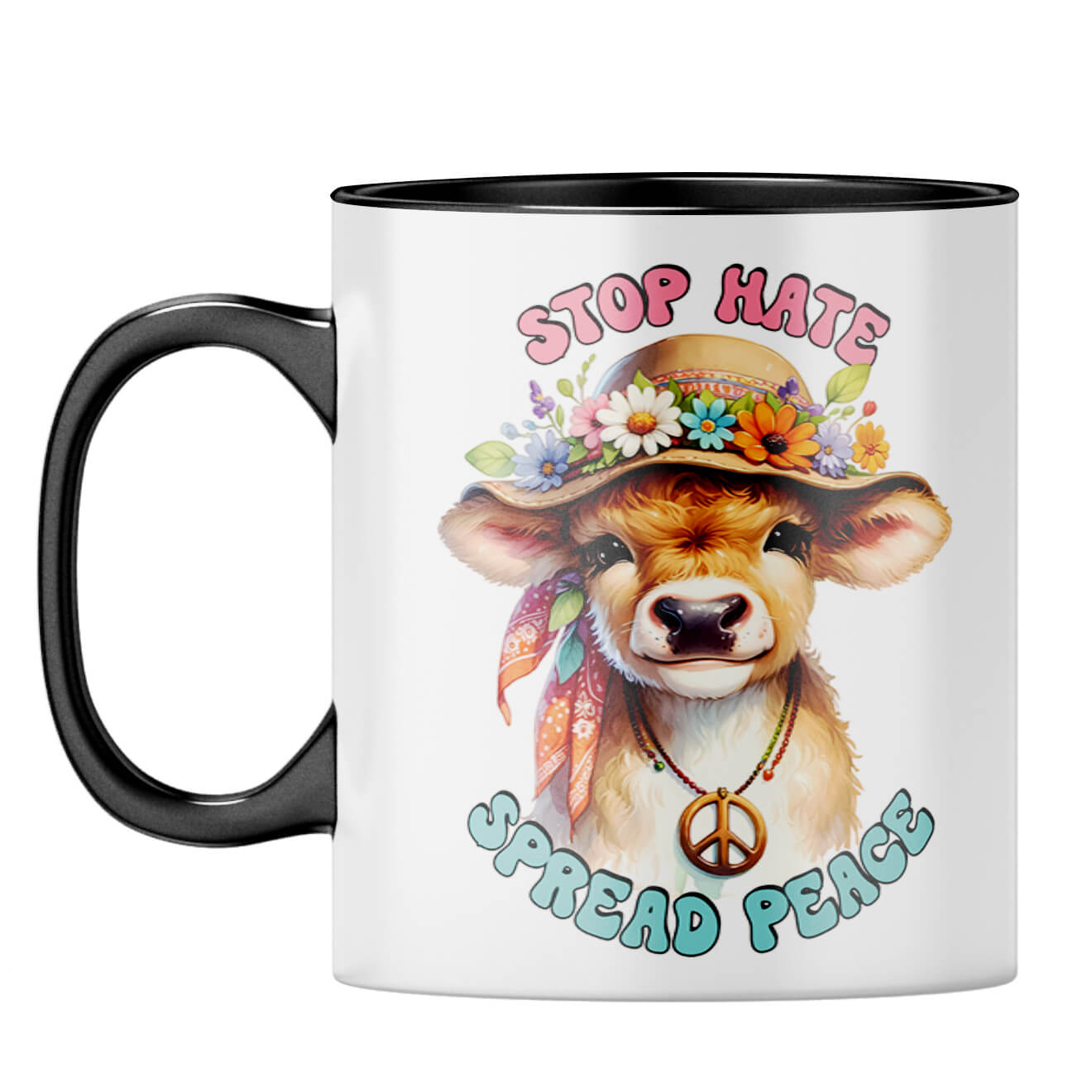 Stop Hate Spread Peace Coffee Mug Black