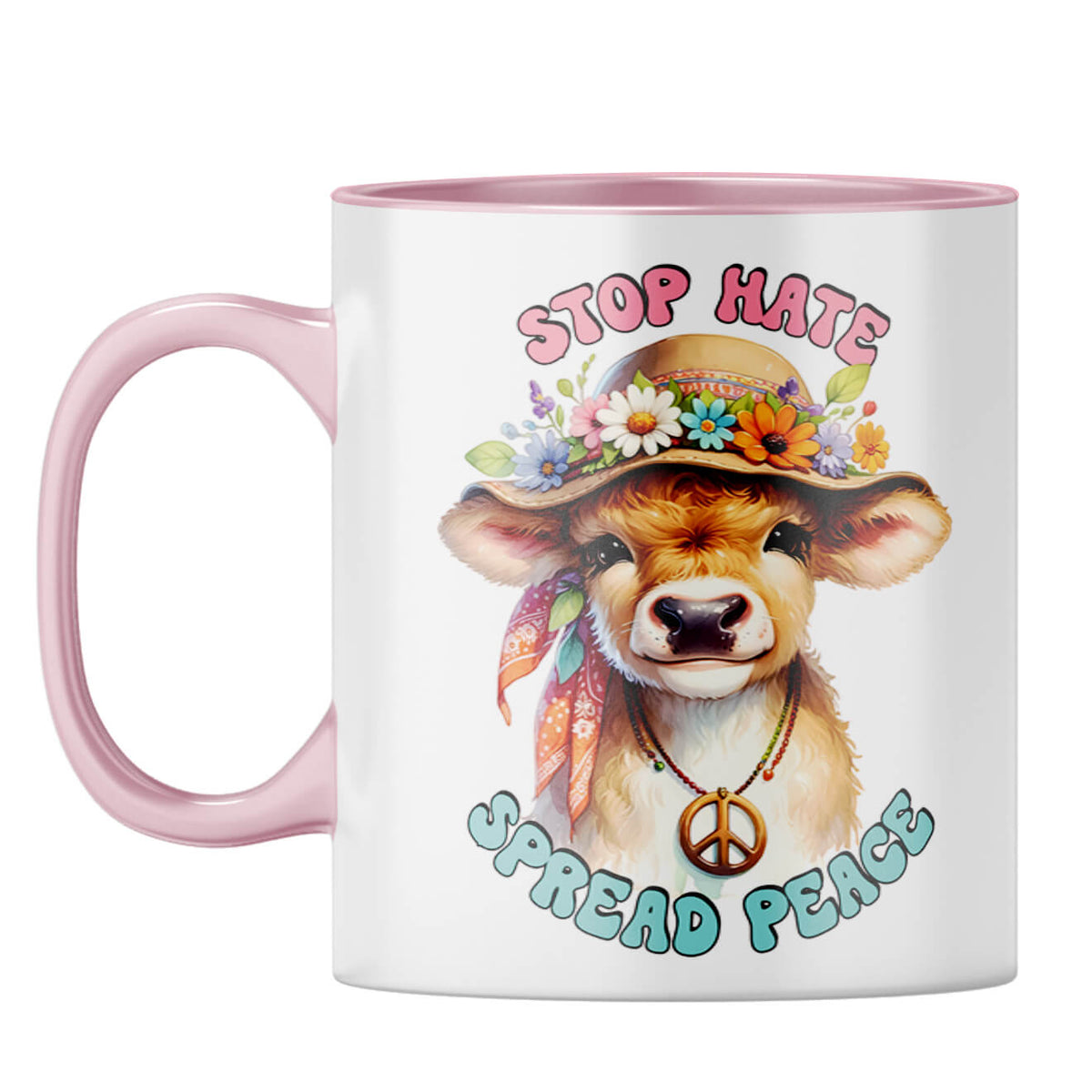 Stop Hate Spread Peace Coffee Mug Pink