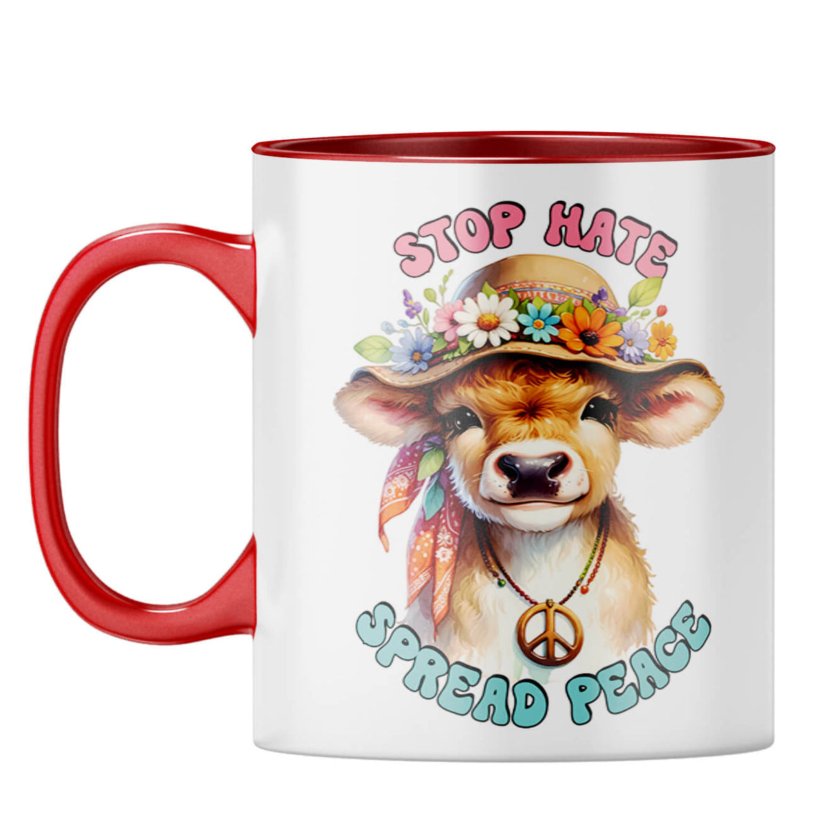 Stop Hate Spread Peace Coffee Mug Red