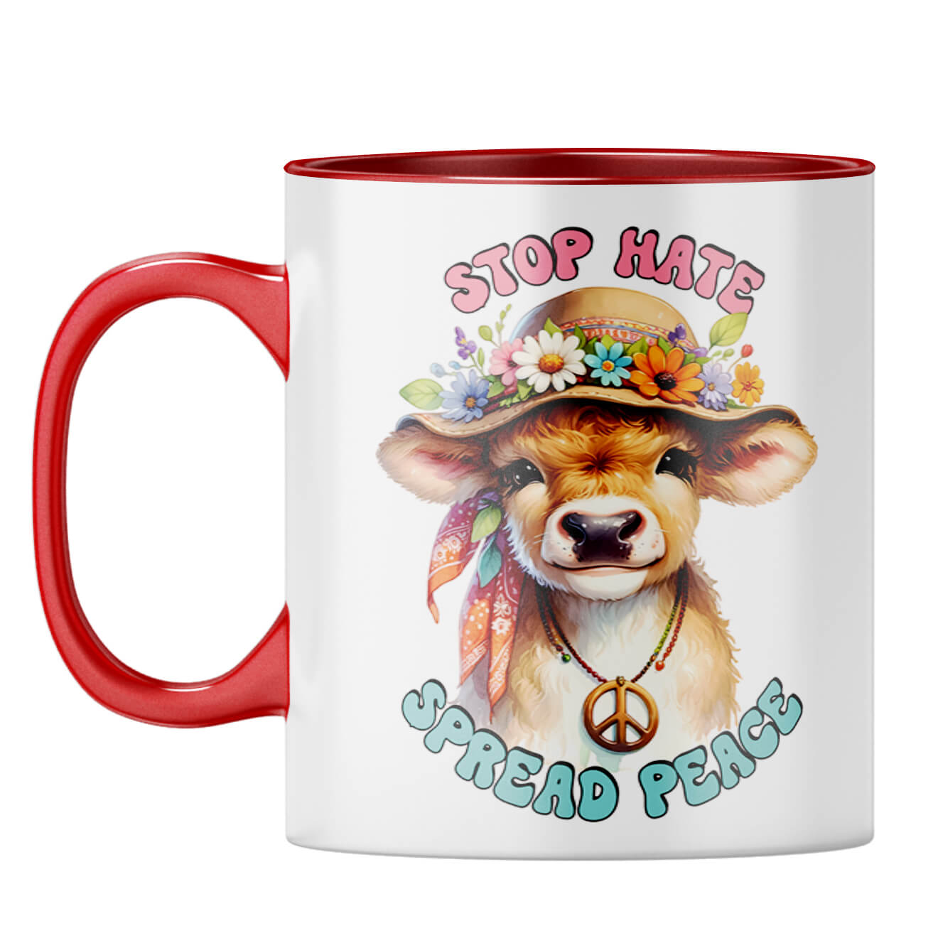Stop Hate Spread Peace Coffee Mug Red