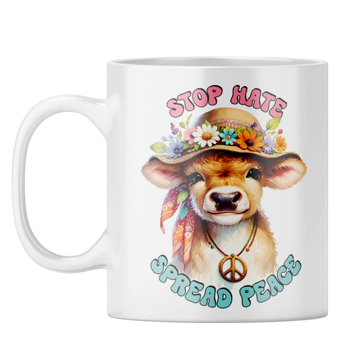 Stop Hate Spread Peace Coffee Mug White
