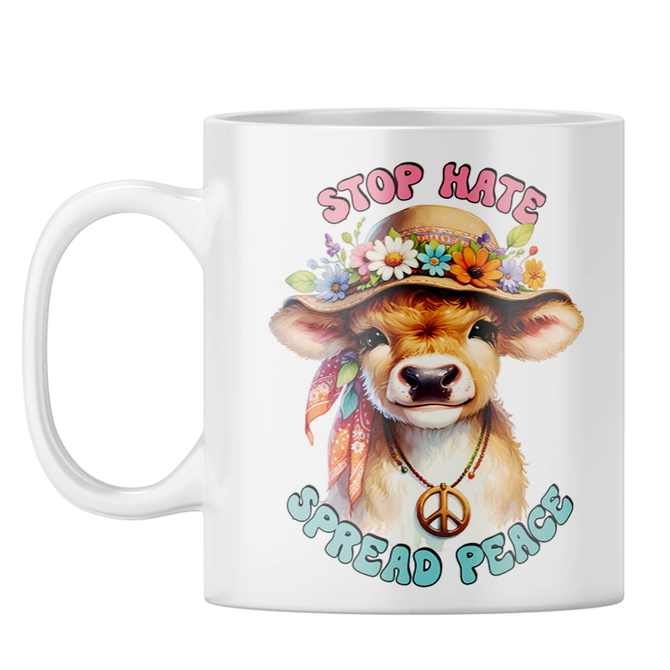 Stop Hate Spread Peace Coffee Mug White