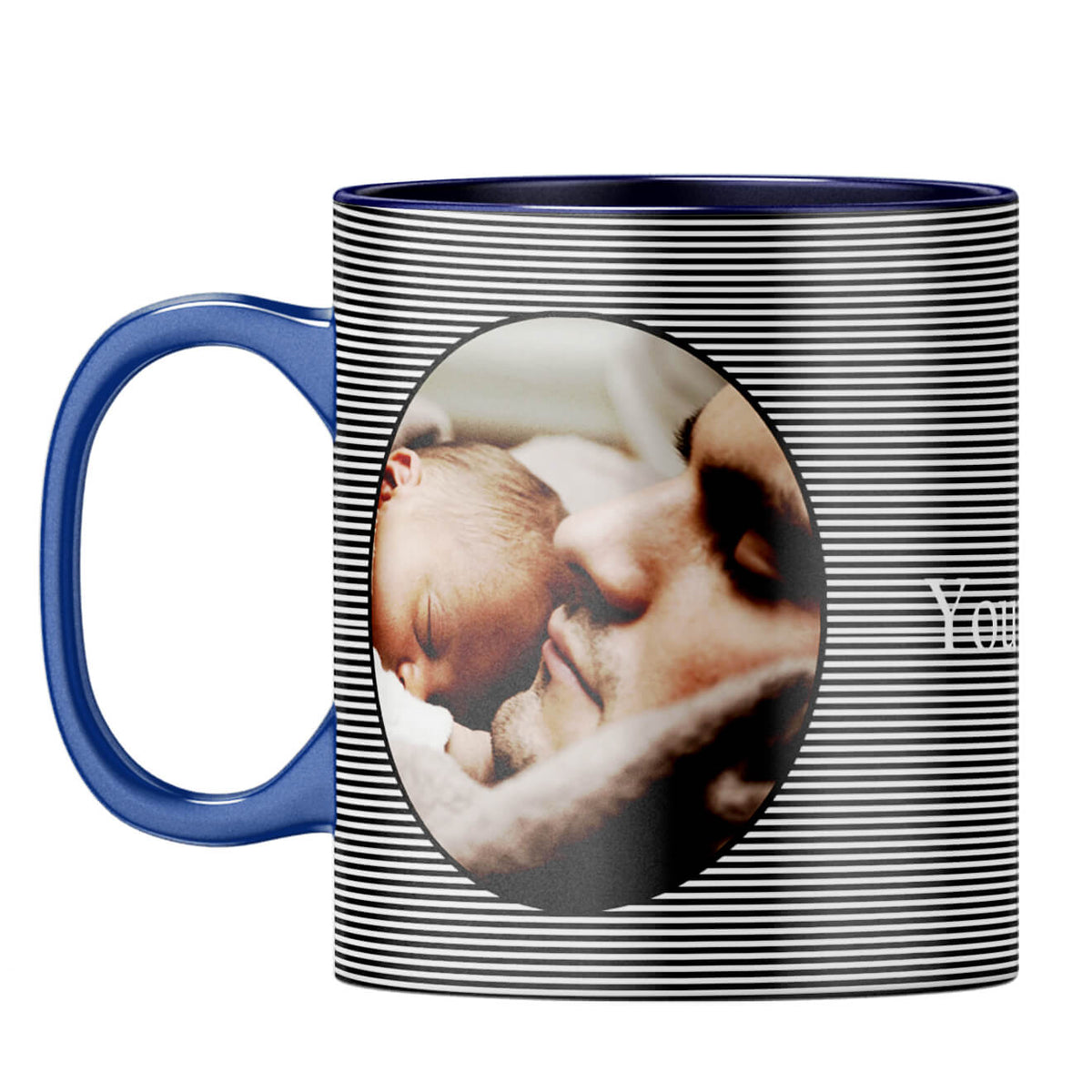 Stripes and Photo Coffee Mug Dark Blue