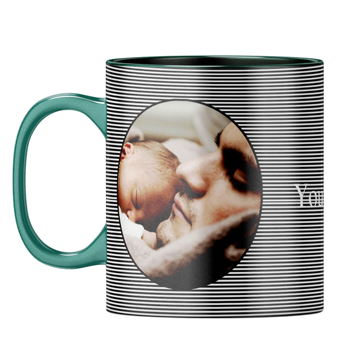 Stripes and Photo Coffee Mug Dark Green