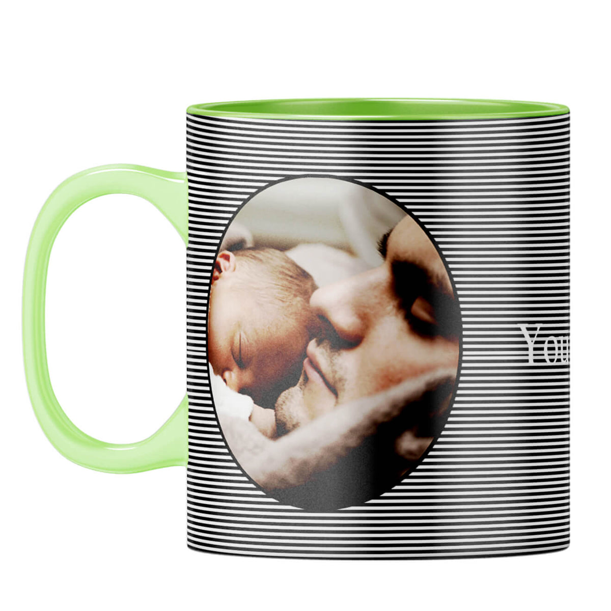 Stripes and Photo Coffee Mug Light Green