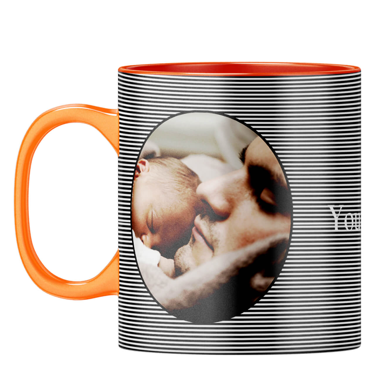 Stripes and Photo Coffee Mug Orange