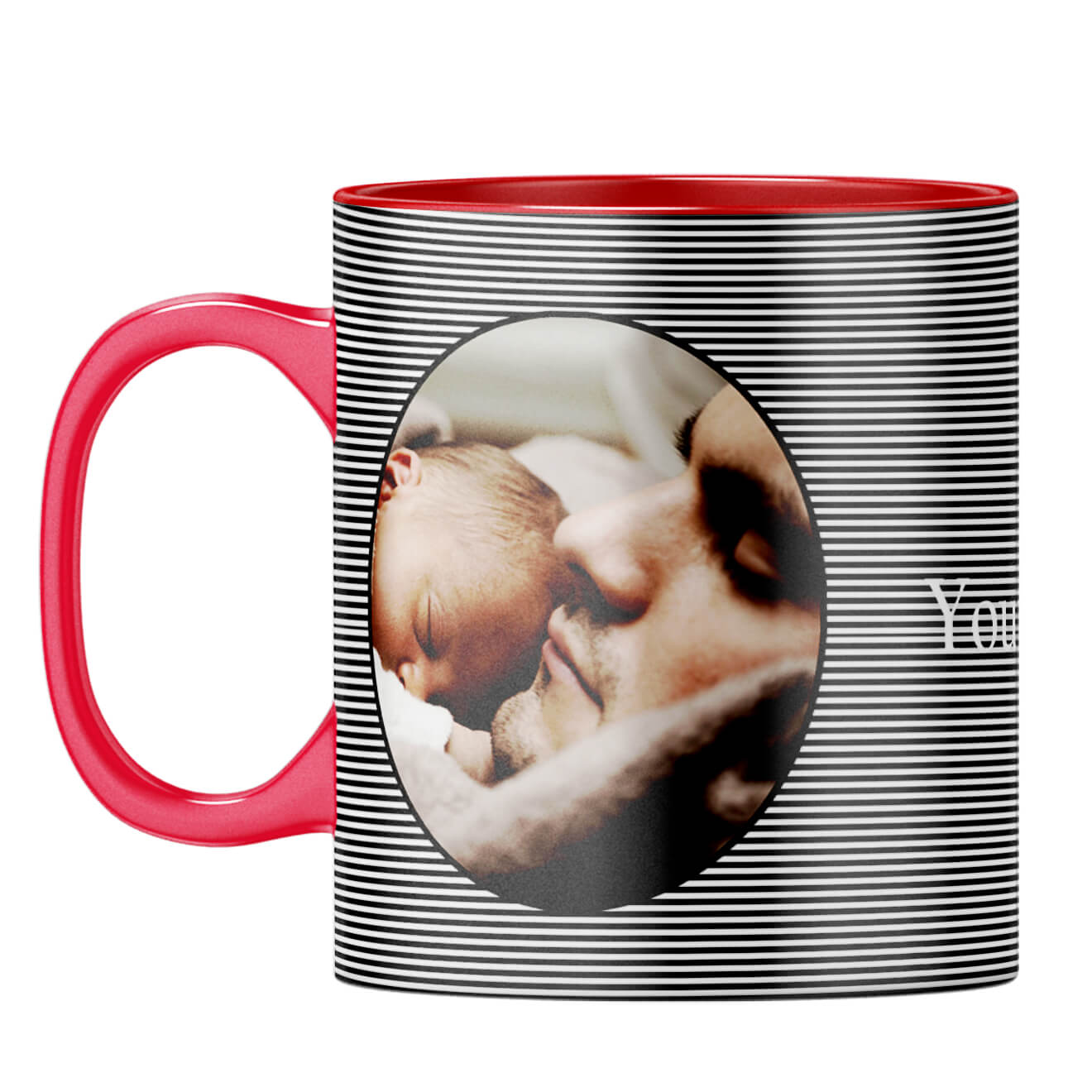 Stripes and Photo Coffee Mug Red