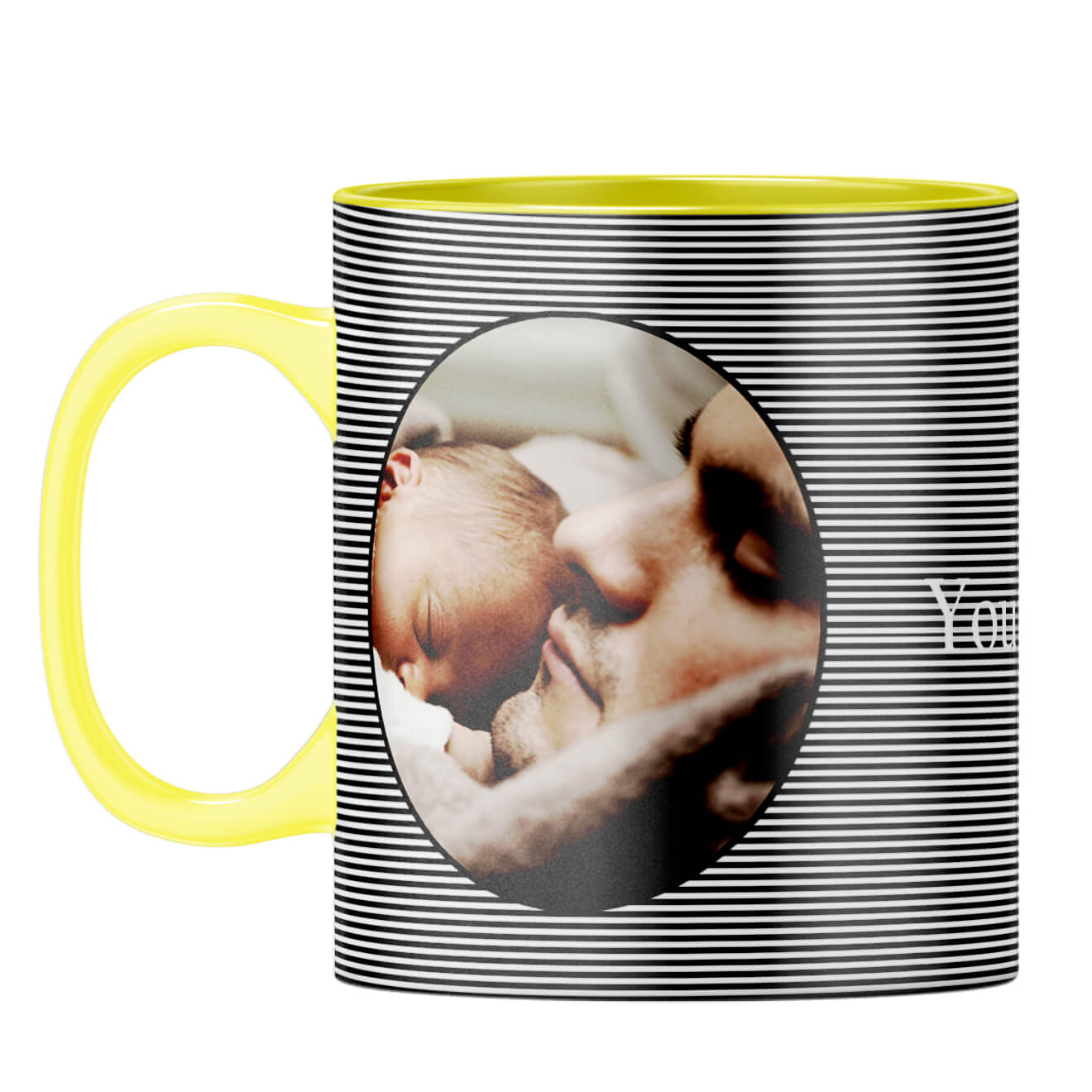 Stripes and Photo Coffee Mug Yellow