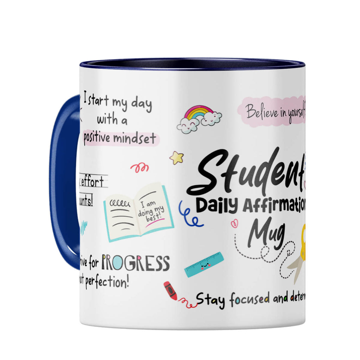 Student Daily Affirmations Coffee Mug Dark Blue