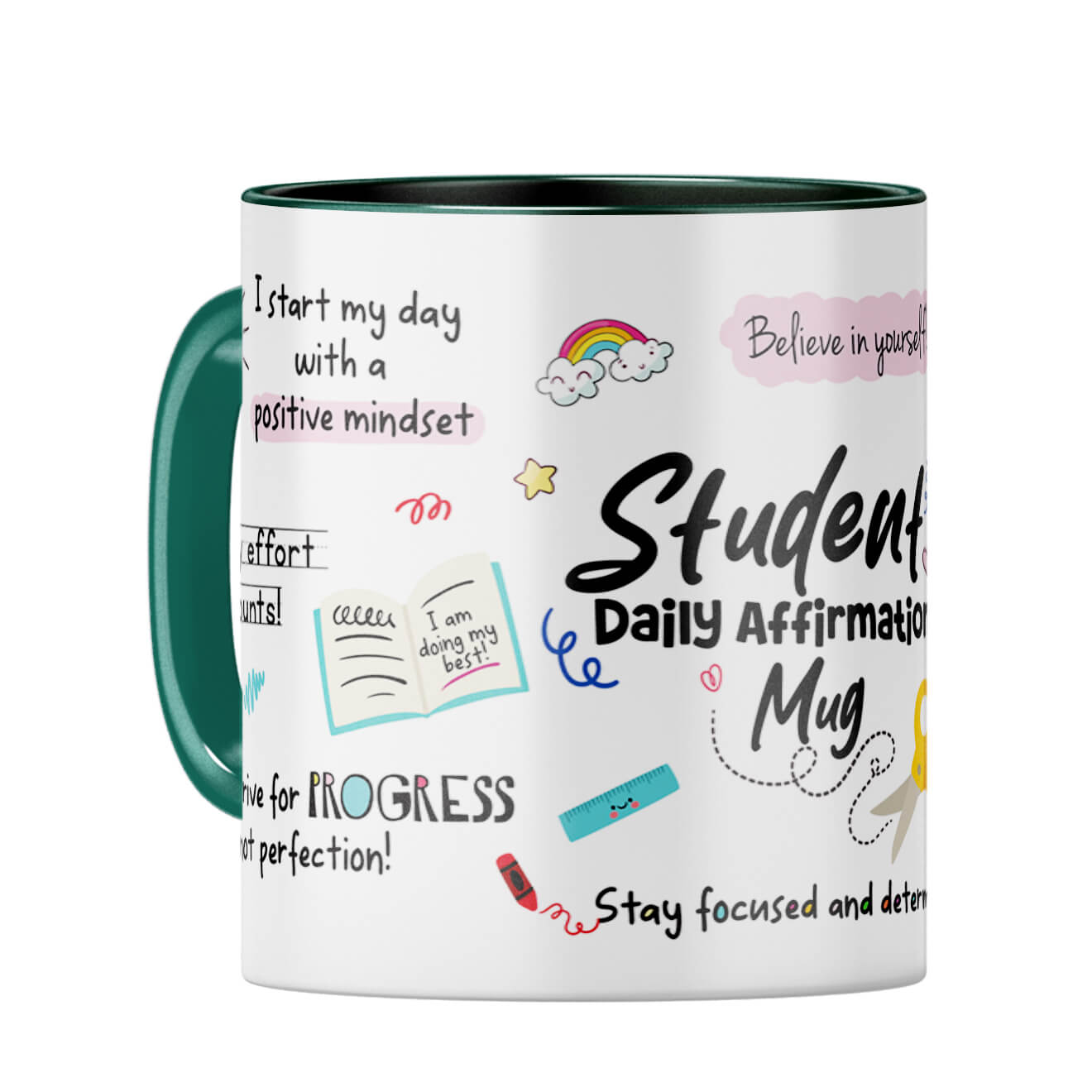 Student Daily Affirmations Coffee Mug Dark Green