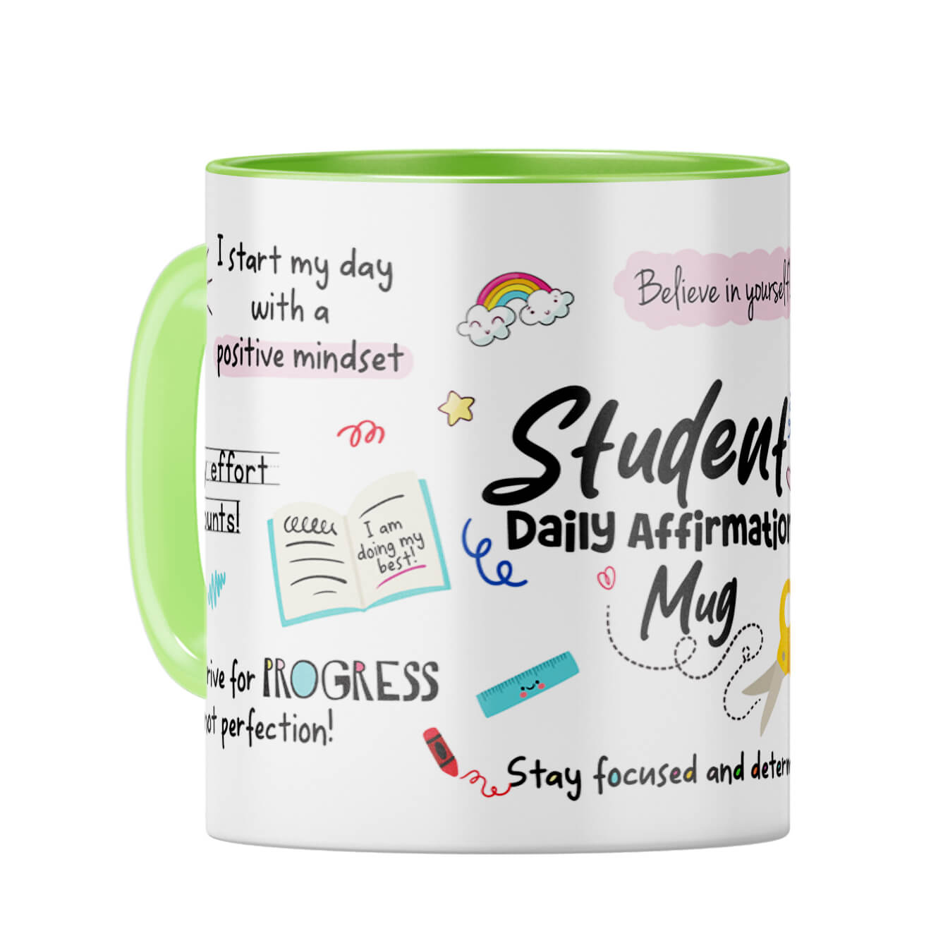 Student Daily Affirmations Coffee Mug Light Green