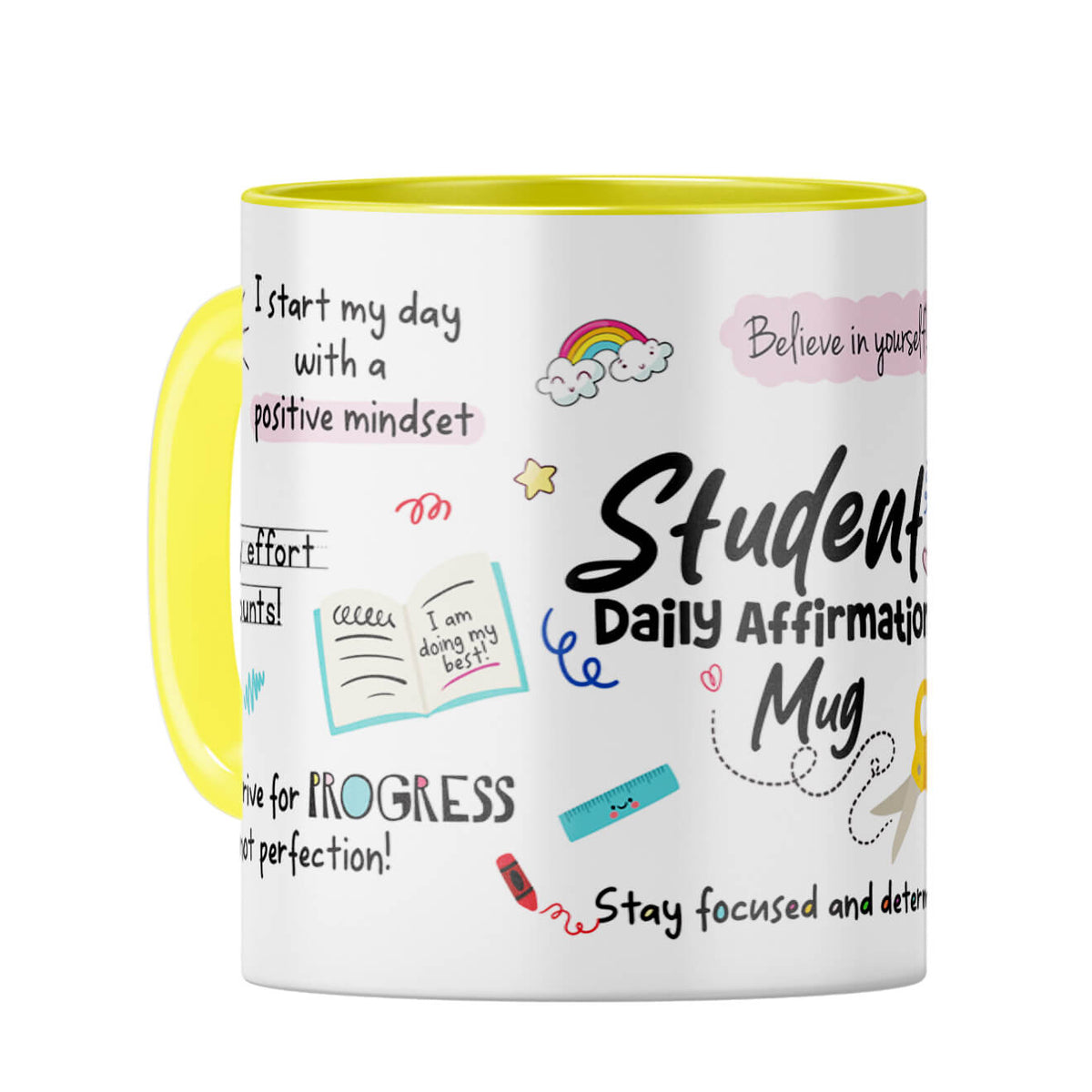 Student Daily Affirmations Coffee Mug Yellow