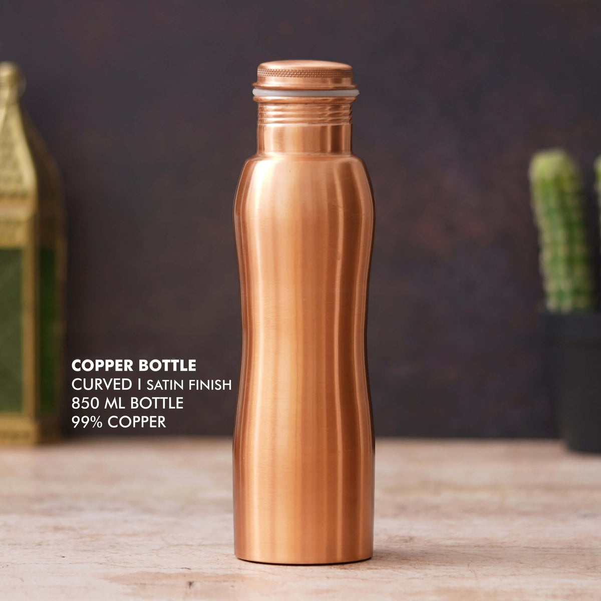 Stylish Copper Bottle with Curved Design - Perfect for Daily Hydration