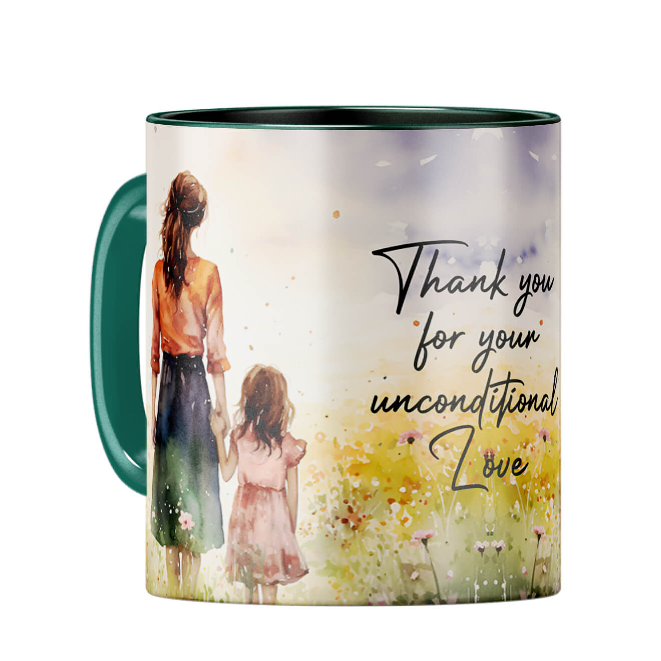 Thank your for Unconditional Love Coffee Mug Dark Green
