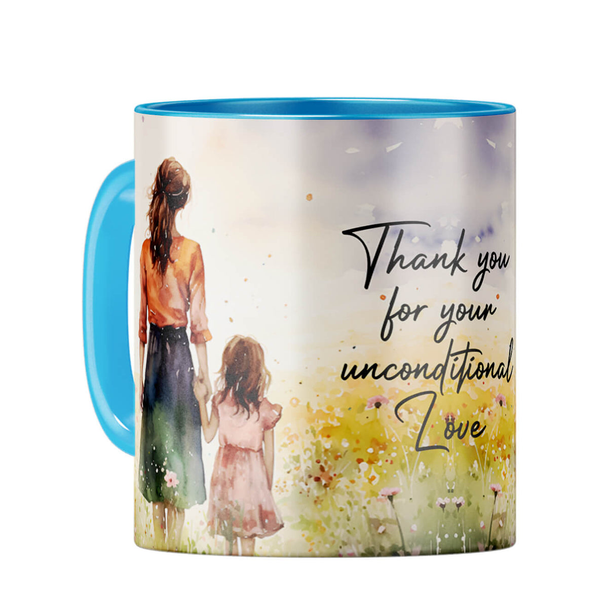 Thank your for Unconditional Love Coffee Mug Light Blue