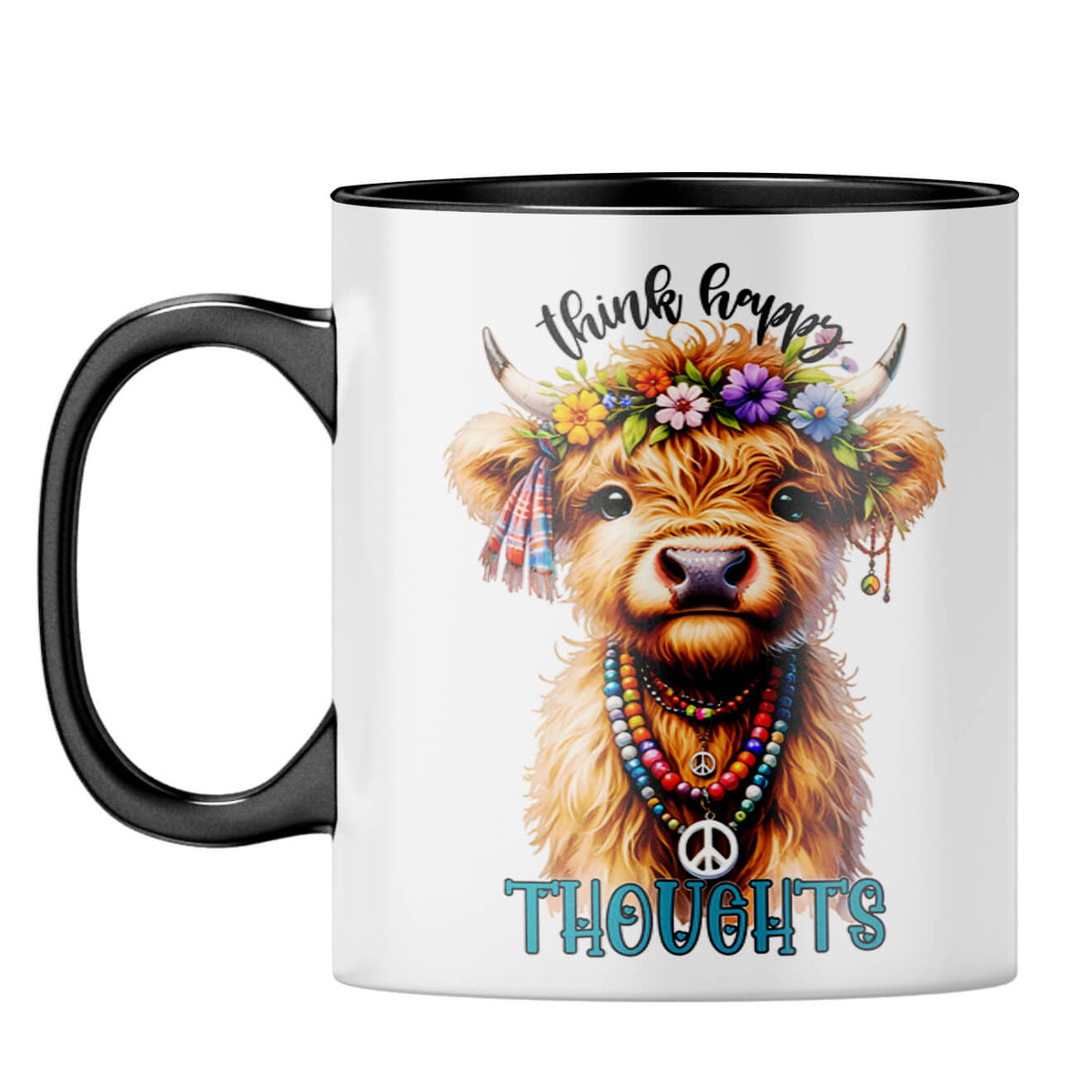 Think Happy Thoughts Coffee Mug Black