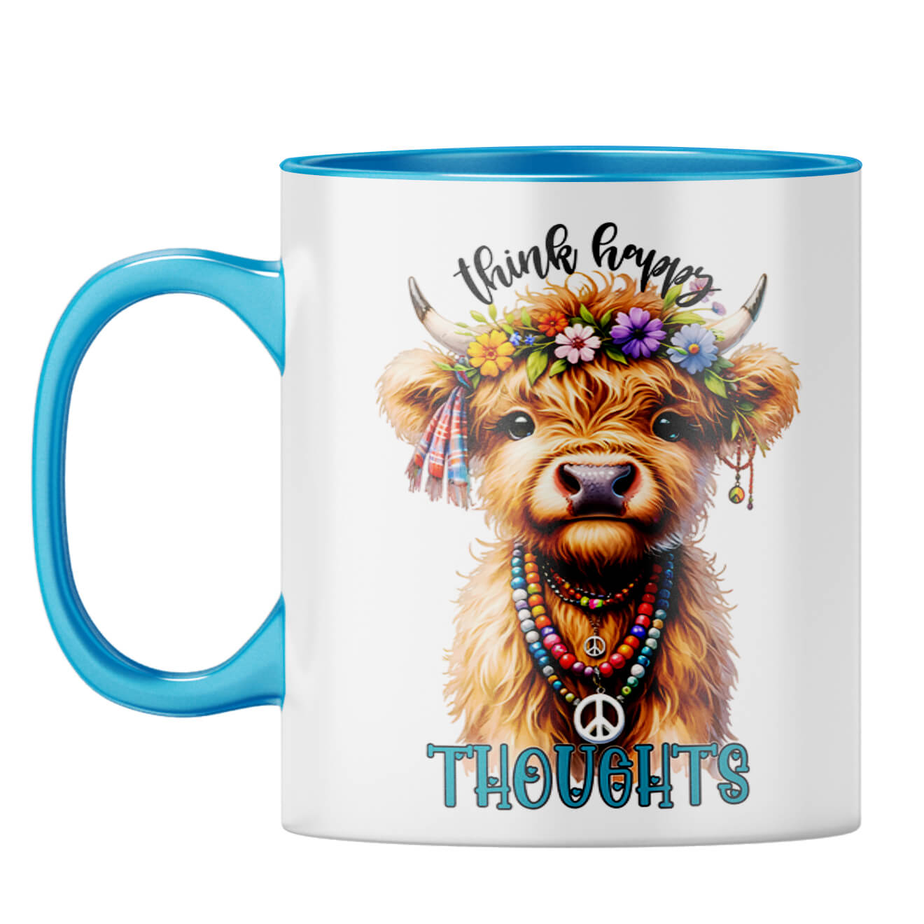 Think Happy Thoughts Coffee Mug Light Blue