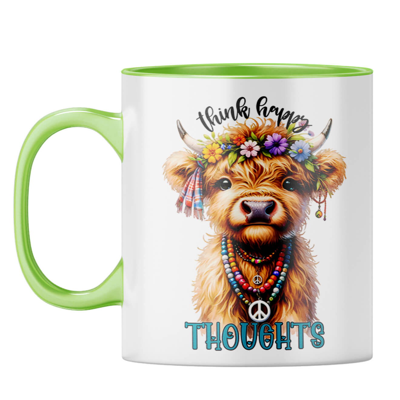 Think Happy Thoughts Coffee Mug Light Green