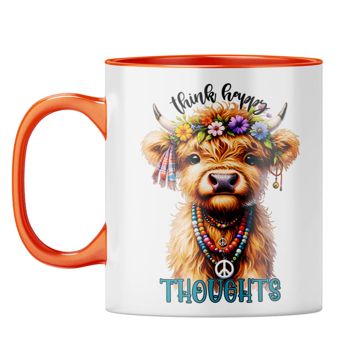 Think Happy Thoughts Coffee Mug Orange