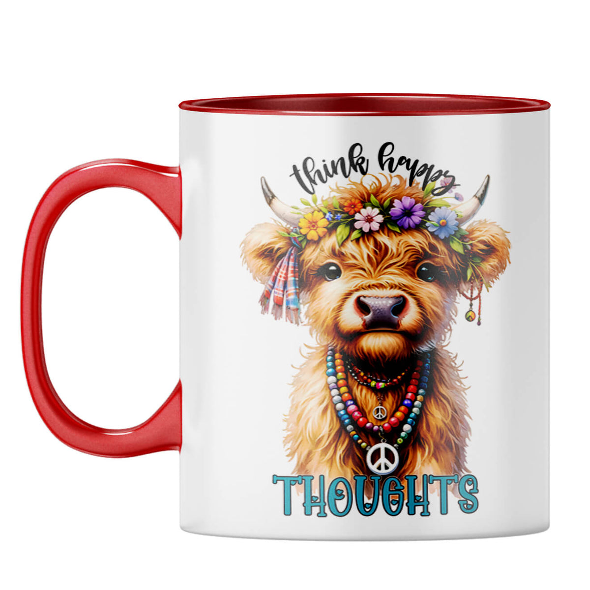 Think Happy Thoughts Coffee Mug Red