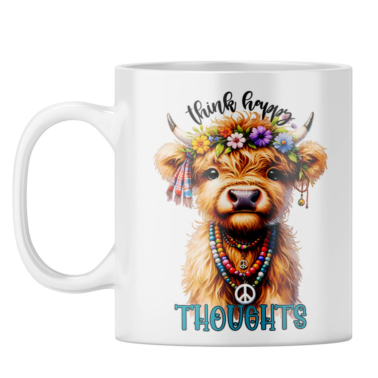 Think Happy Thoughts Coffee Mug White