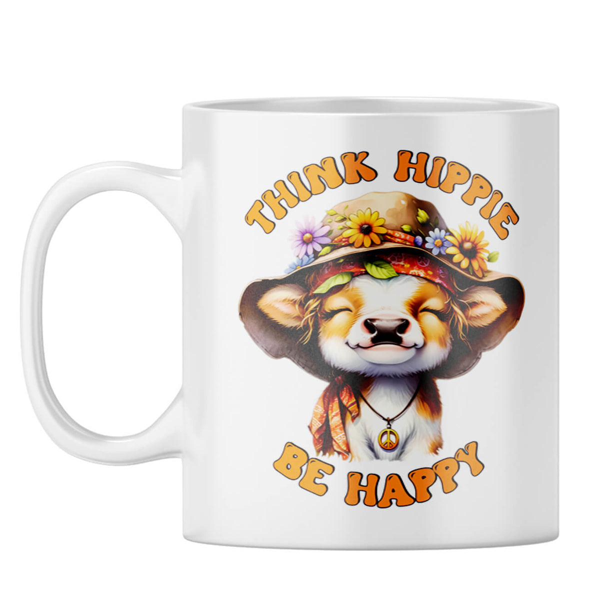 Think Hippy Be Happy Coffee Mug White