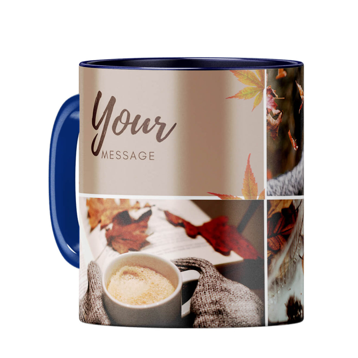Three Photos Coffee Mug Dark Blue