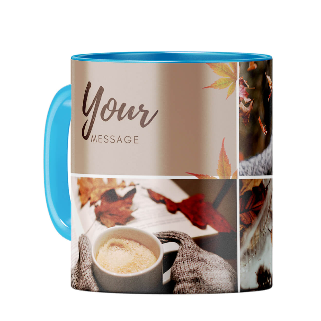 Three Photos Coffee Mug Light Blue