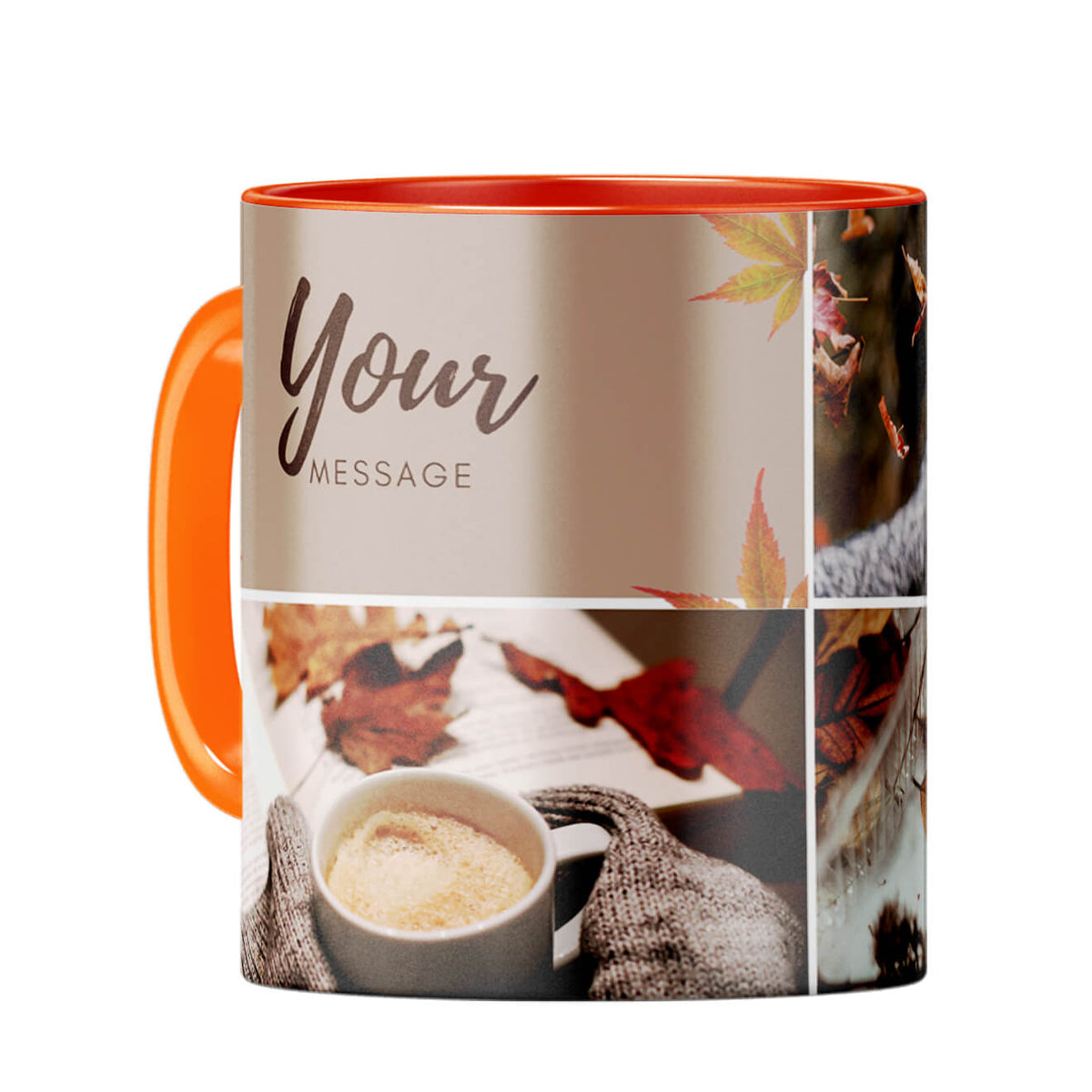 Three Photos Coffee Mug Orange