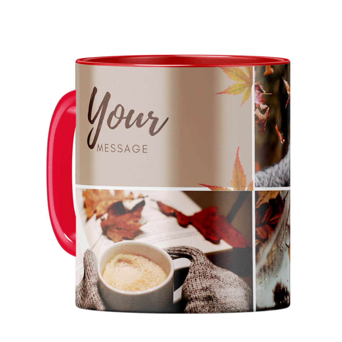 Three Photos Coffee Mug Red