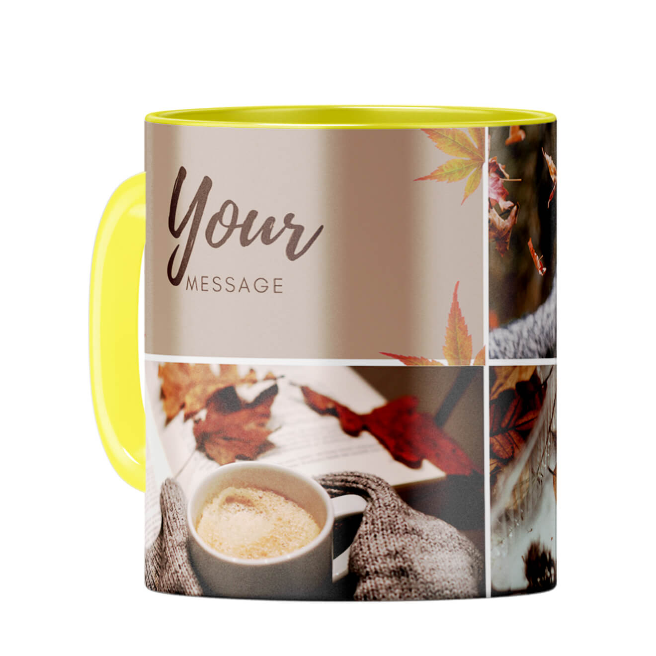 Three Photos Coffee Mug Yellow