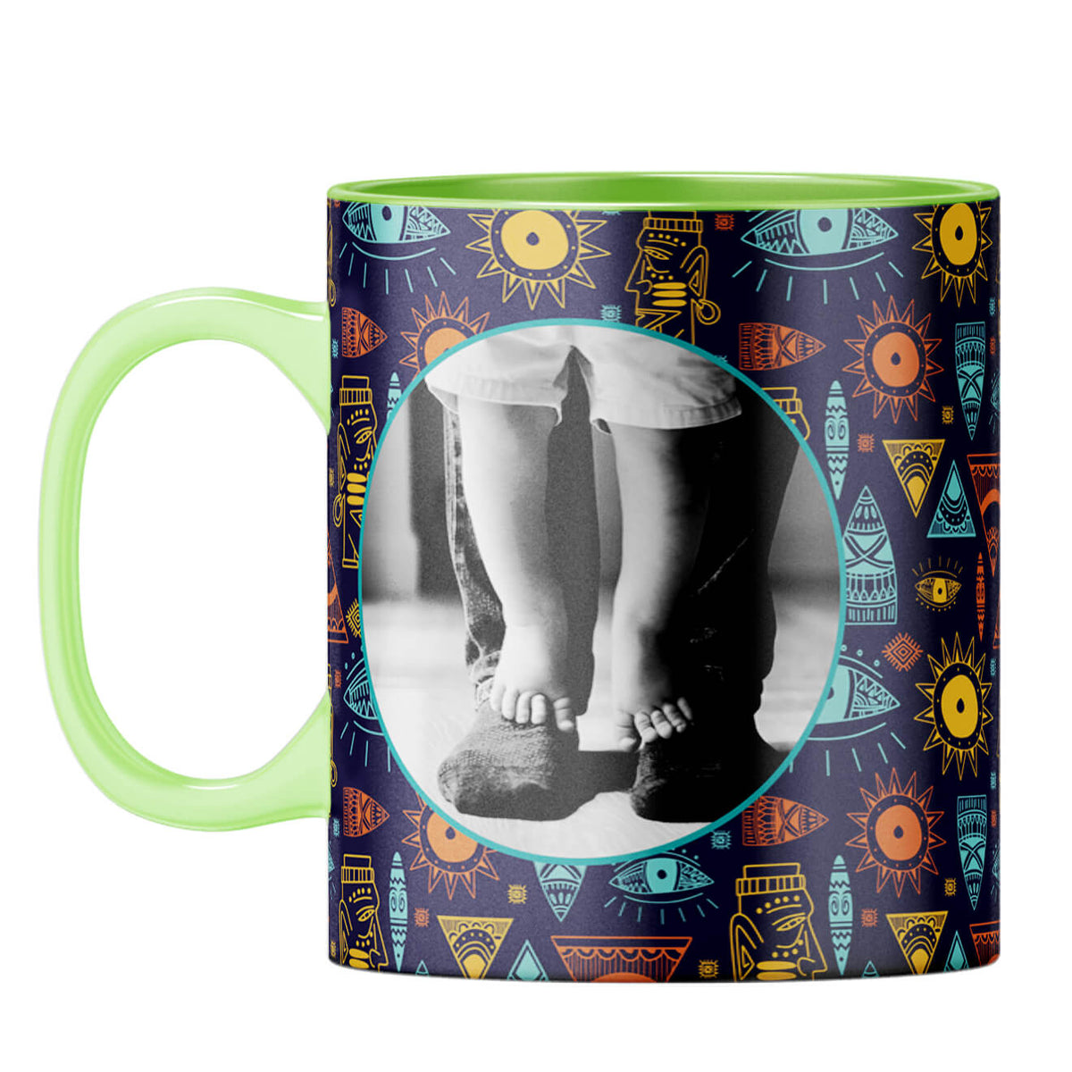Traditional Pattern Photo Coffee Mug Light Green