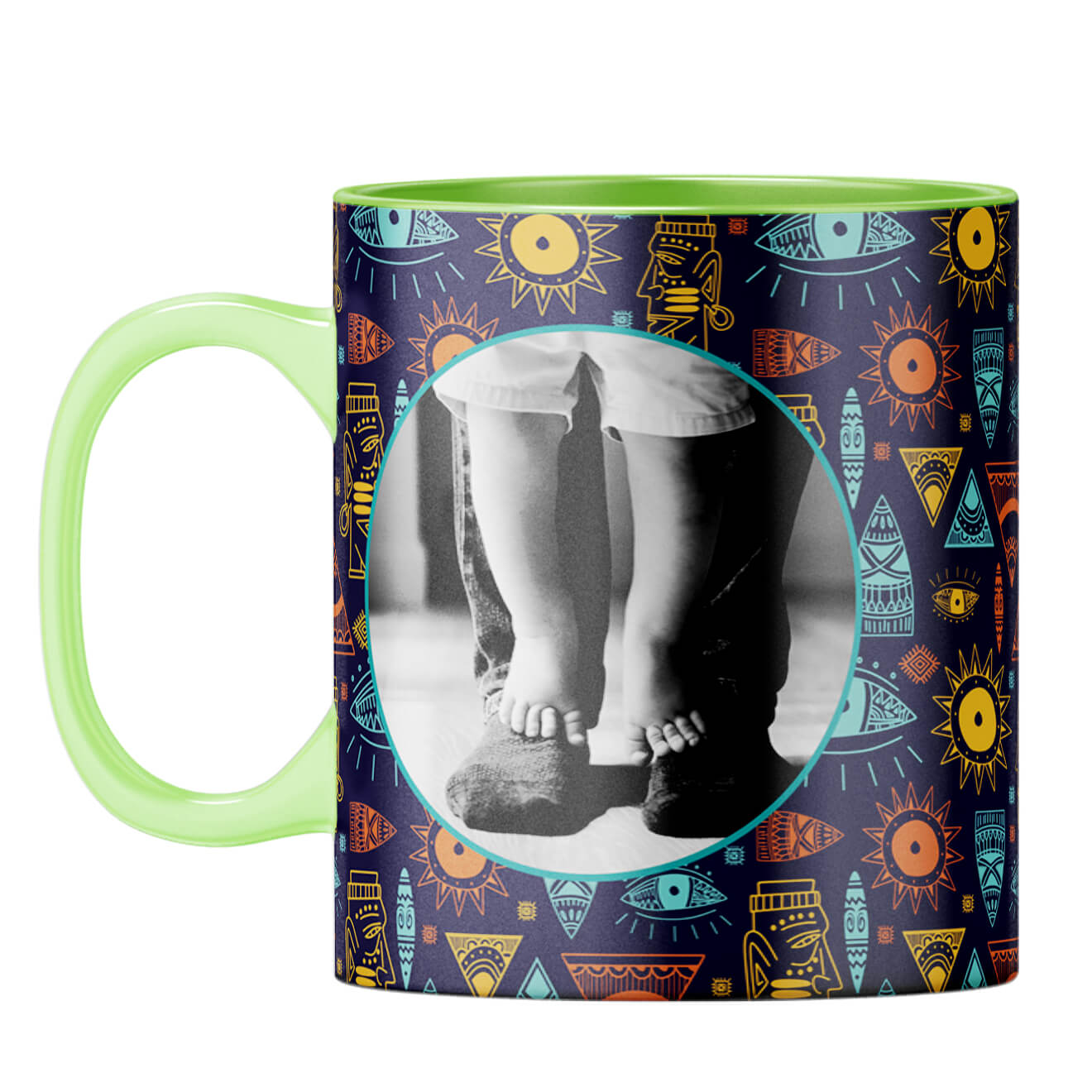 Traditional Pattern Photo Coffee Mug Light Green