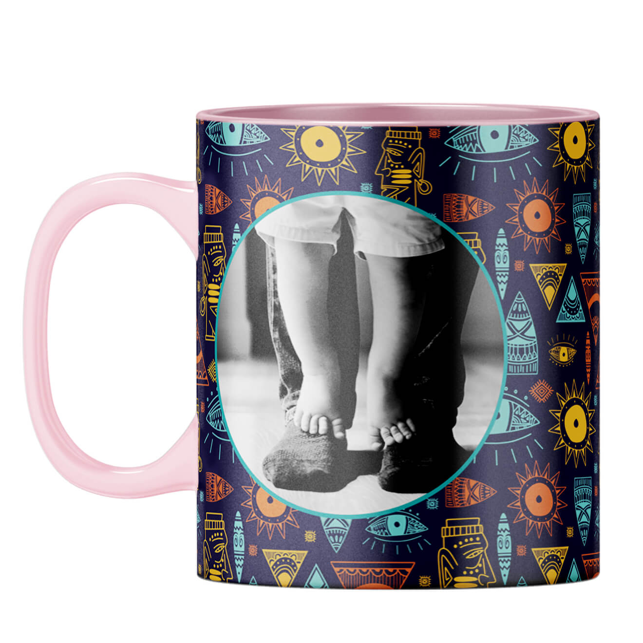 Traditional Pattern Photo Coffee Mug Pink