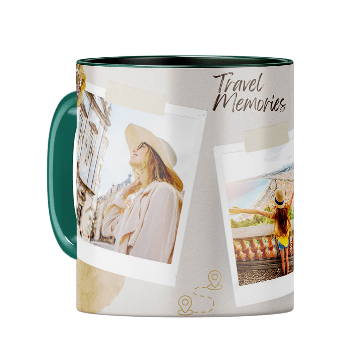 Travel Memories Coffee Mug Dark Green