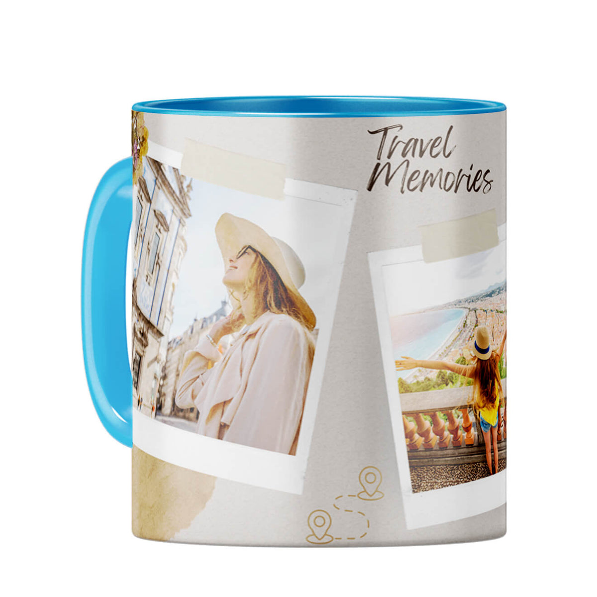 Travel Memories Coffee Mug Light Blue