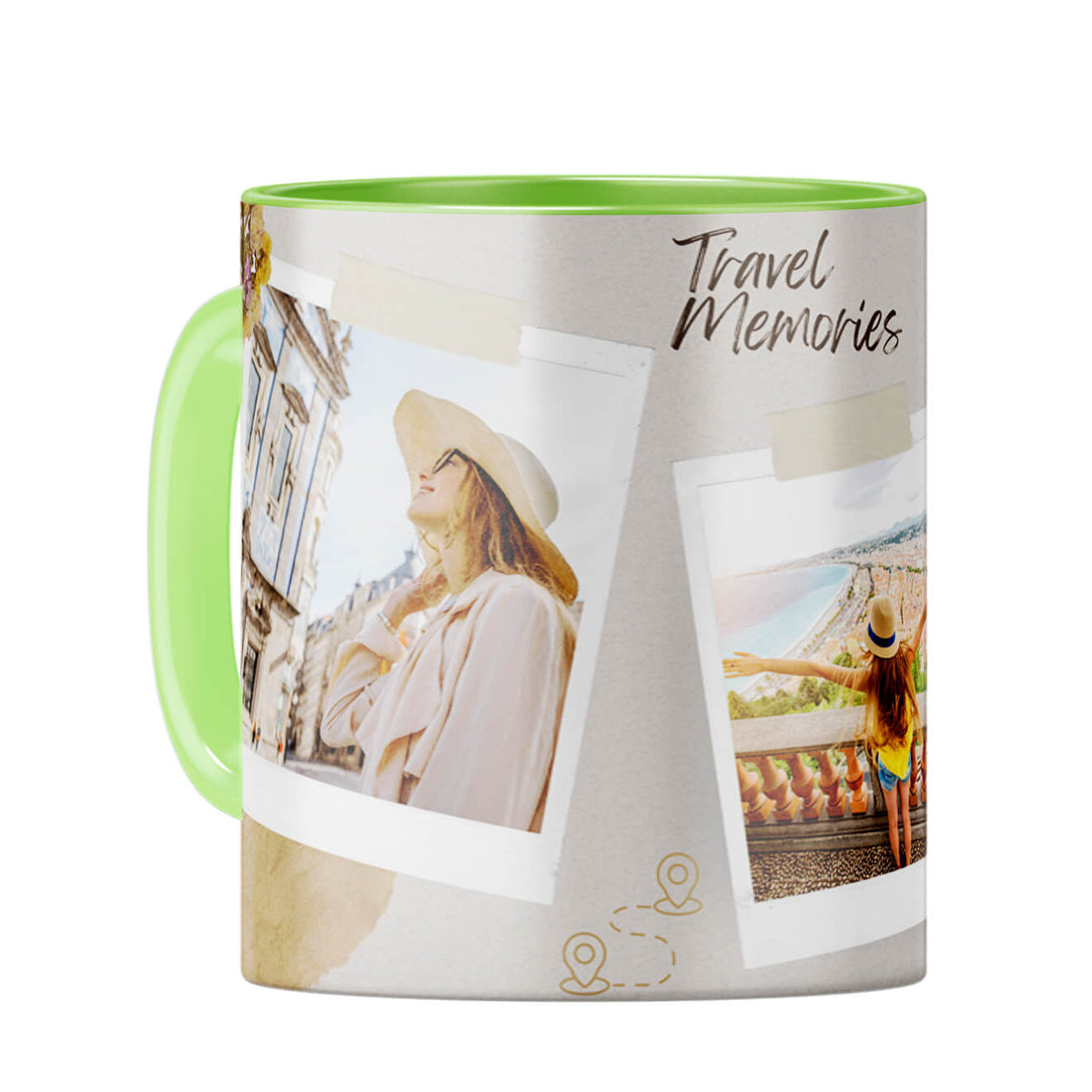 Travel Memories Coffee Mug Light Green