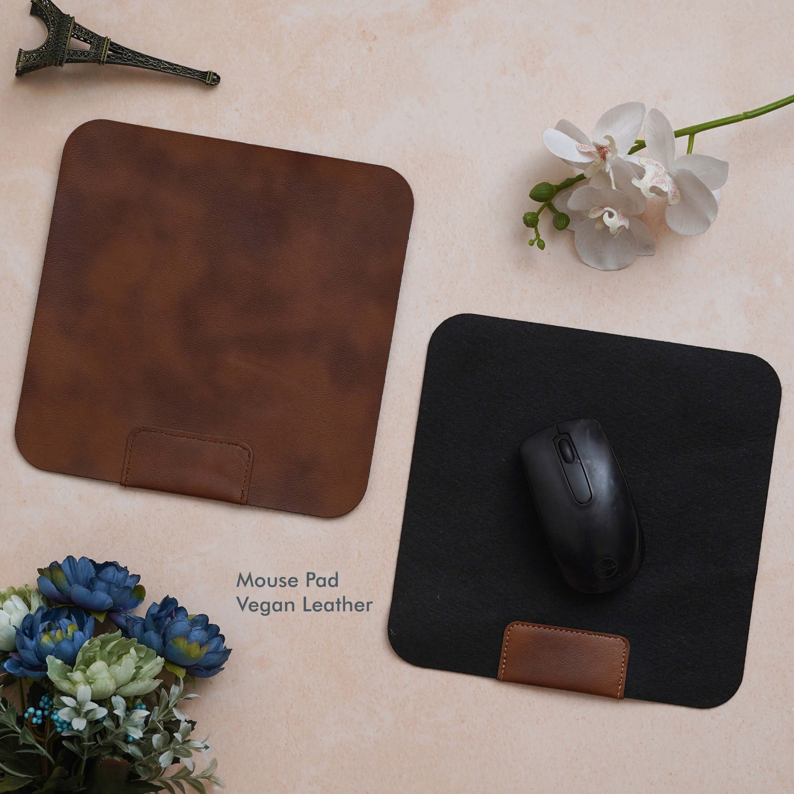 Trendy Tan Vegan Leather Mousepad - Upgrade Your Workspace