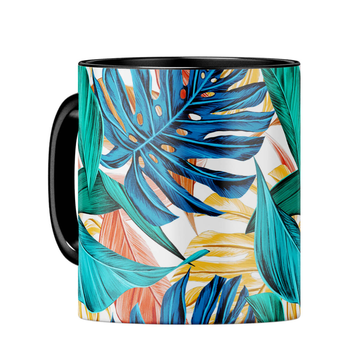 Tropical Leaves Designer Printed Coffee MugC-Black