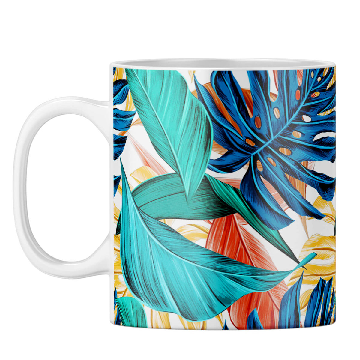 Tropical Leaves Designer Printed Coffee Mug White