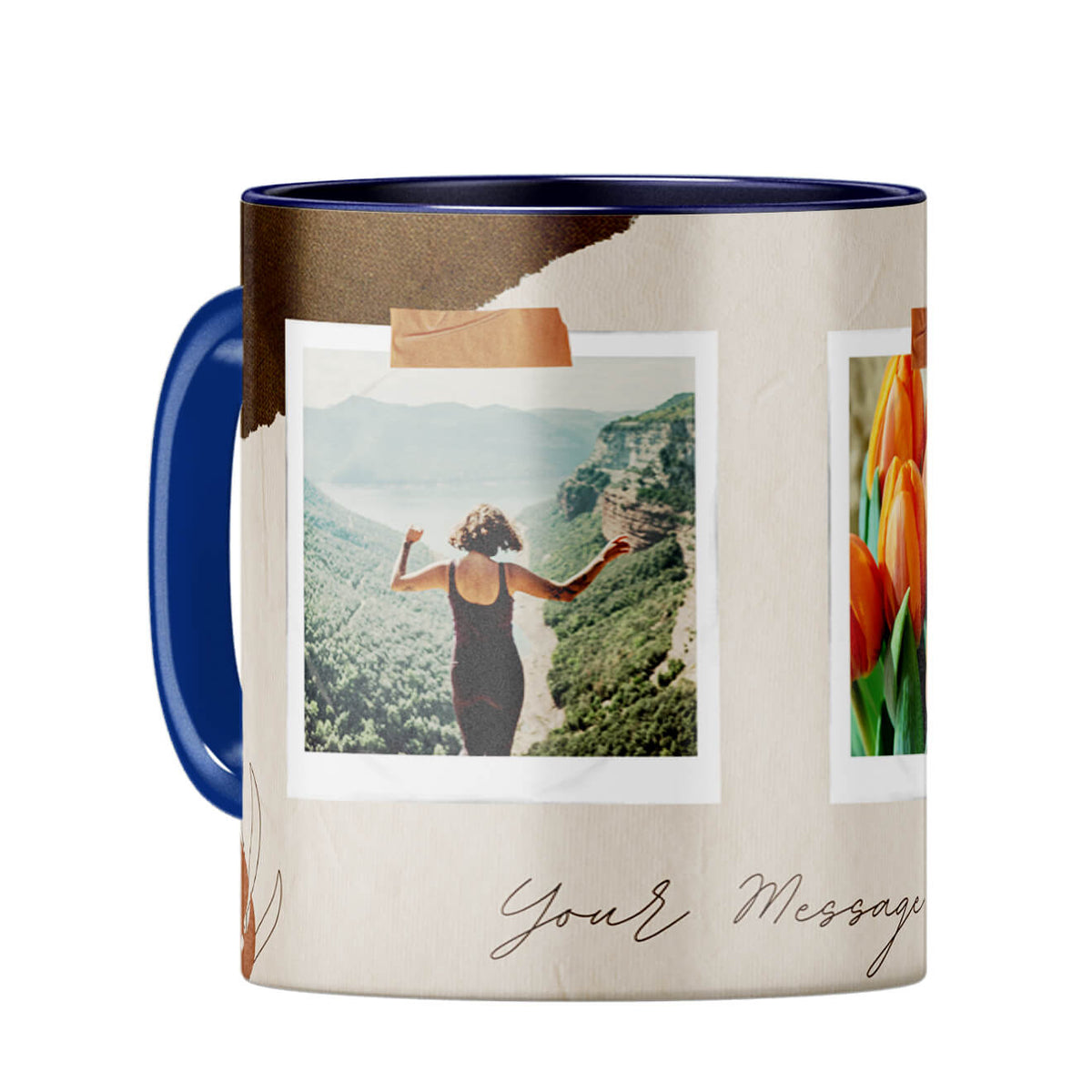 Two Photos Coffee Mug Dark Blue